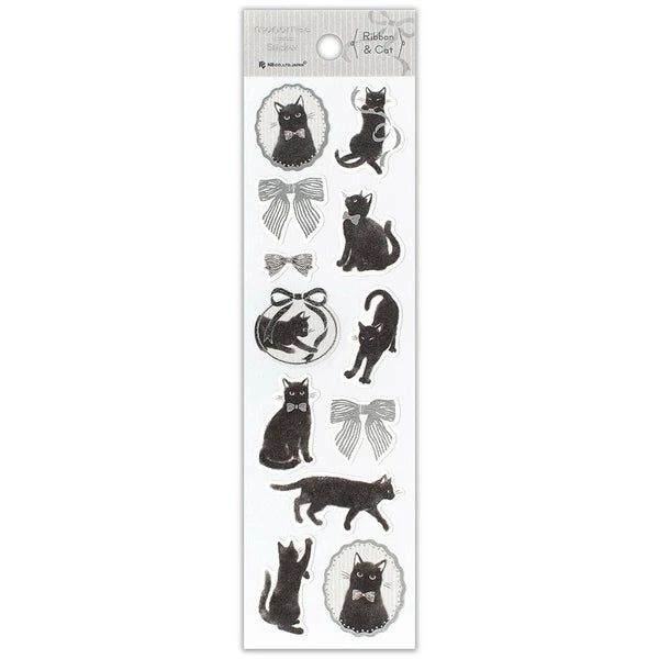 Black Cat with Ribbon Sticker Sheet