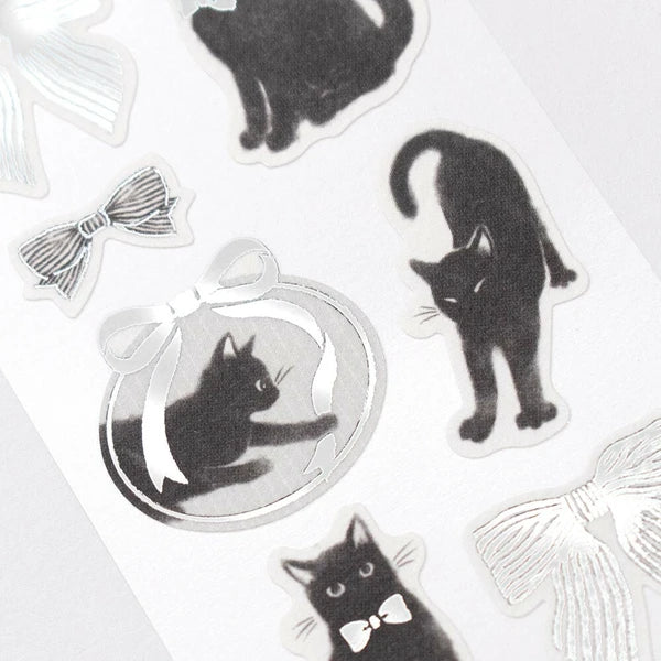 Black Cat with Ribbon Sticker Sheet