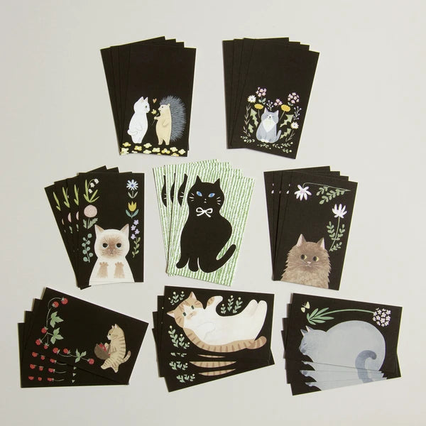 Mini Cards with Cats on Black Background by 4legs