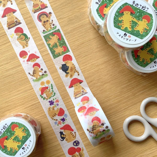 Mushroom Cat Washi Tape by 4legs
