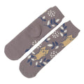 Women's Lined Floral Cat Crew Socks
