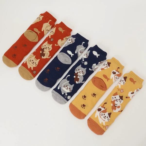 Women's Lined Cat Crew Socks