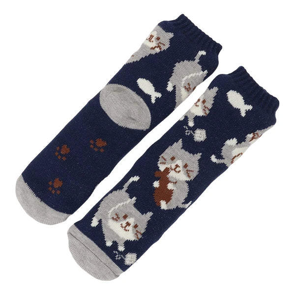 Women's Lined Cat Crew Socks