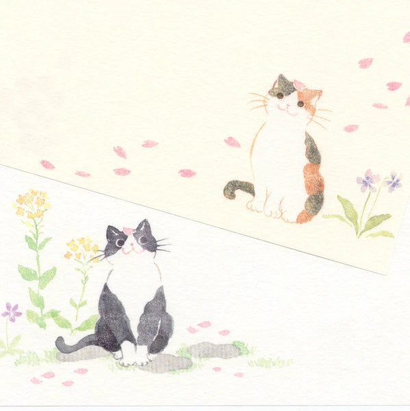 Writing Paper Pad - Cats with Cherry Blossoms