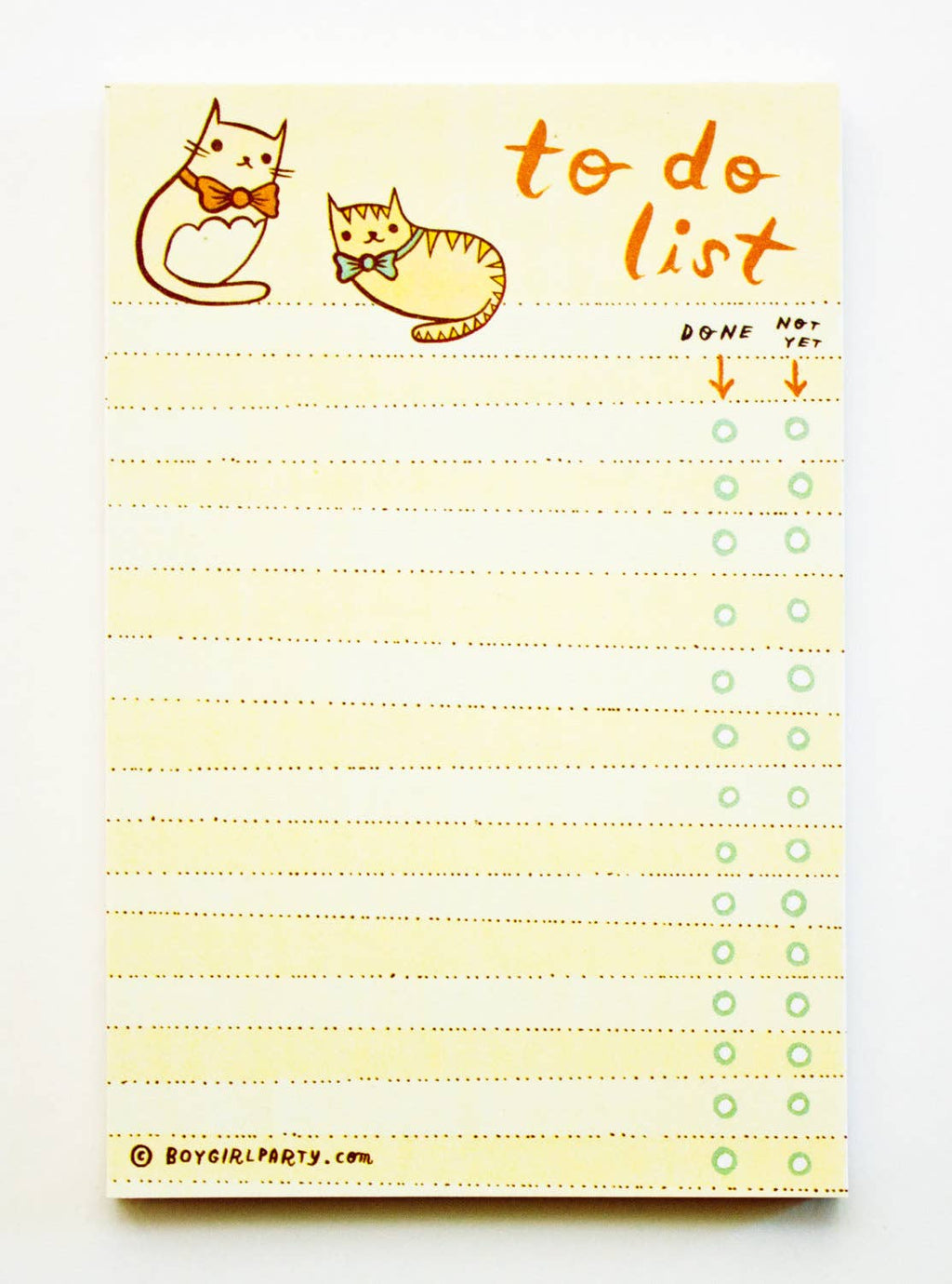 Bowtie Cat To Do List Notepad - Kawaii Cute Stationery Gifts