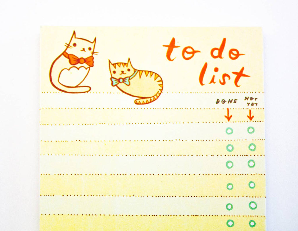 Bowtie Cat To Do List Notepad - Kawaii Cute Stationery Gifts