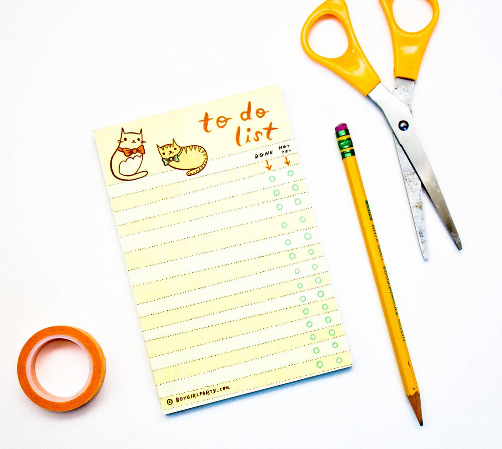 Bowtie Cat To Do List Notepad - Kawaii Cute Stationery Gifts
