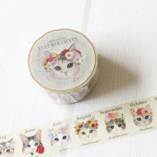 Washi Tape Fleur Cat Months