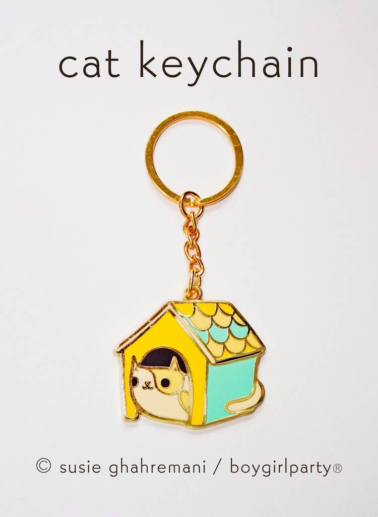 Cat House Keychain — Housewarming Gifts / Stocking Stuffer