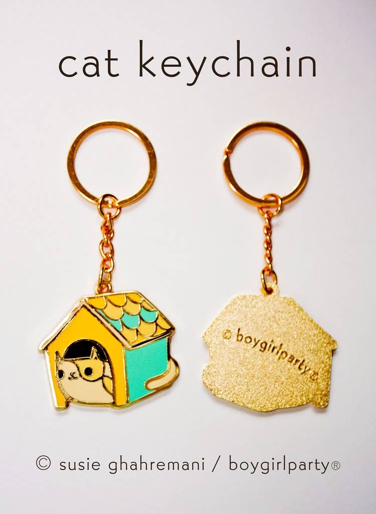Cat House Keychain — Housewarming Gifts / Stocking Stuffer