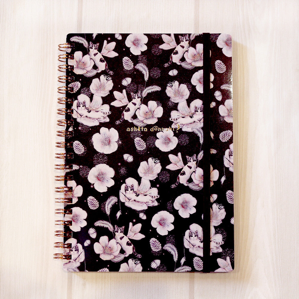 Black and White Kitten Flora Notebook