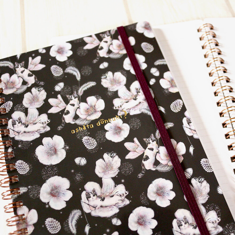 Black and White Kitten Flora Notebook