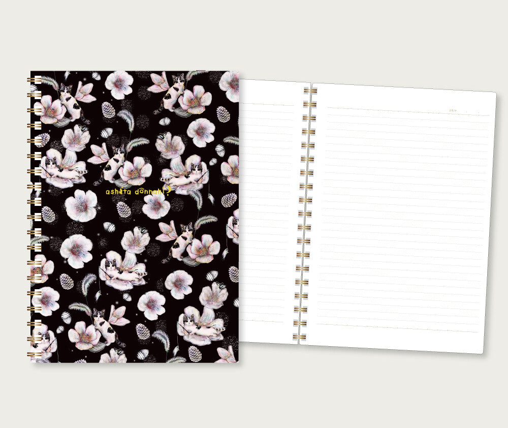 Black and White Kitten Flora Notebook