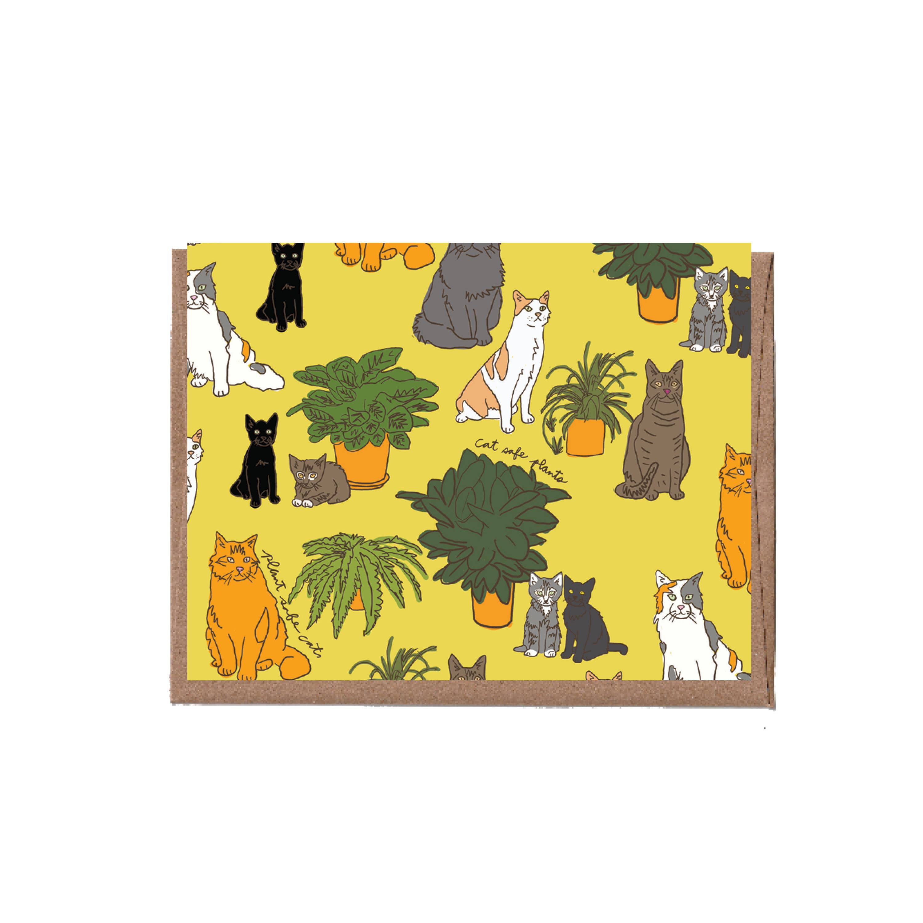 Plants and Cats Greeting Card