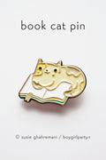 Book Cat Pin — Bookish Jewelry — Cute Calico Cat Enamel Pin