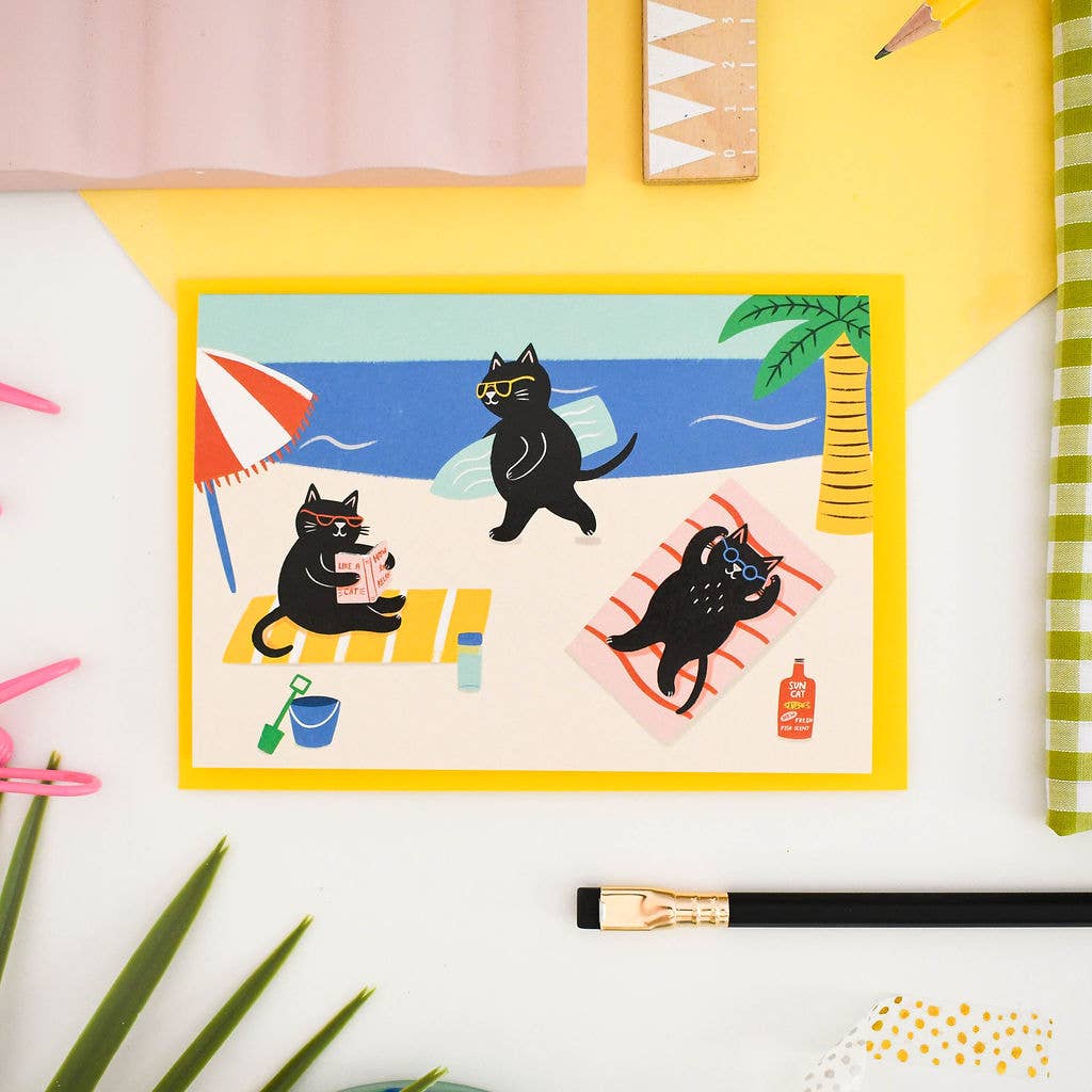 Beach Cats Cute Greeting Card